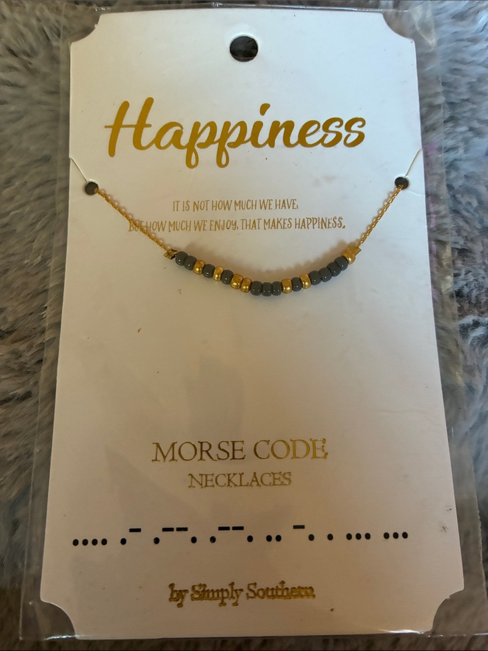 Simply Southern Gold Chain Necklace with Gray and Gold Beads